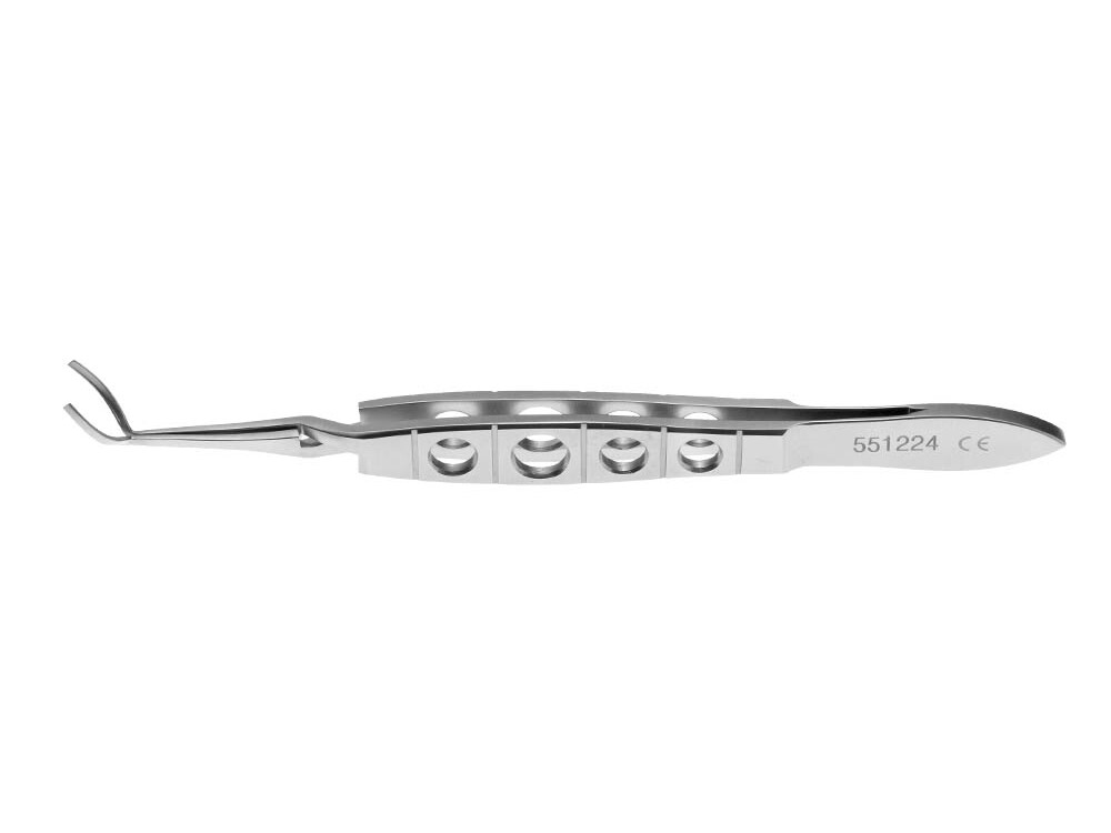 Landers Vitrectomy Lens Forceps Shafts Angled 45° With Curved Grooved Blades