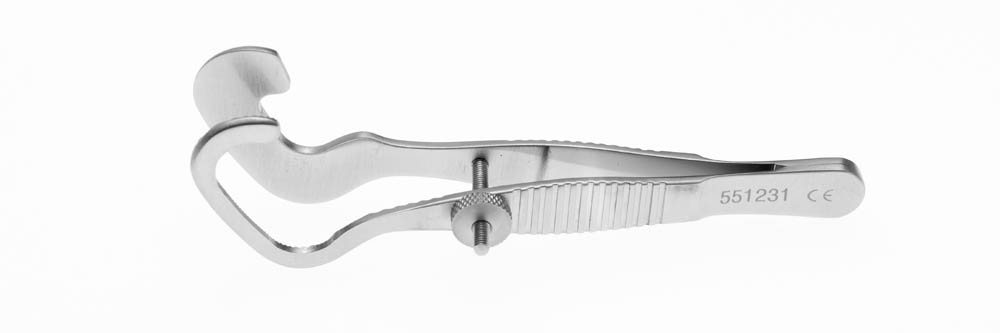 Entroplum Forceps Serrated Handle With Locking Thumb Screw, Left Plate, 90mm