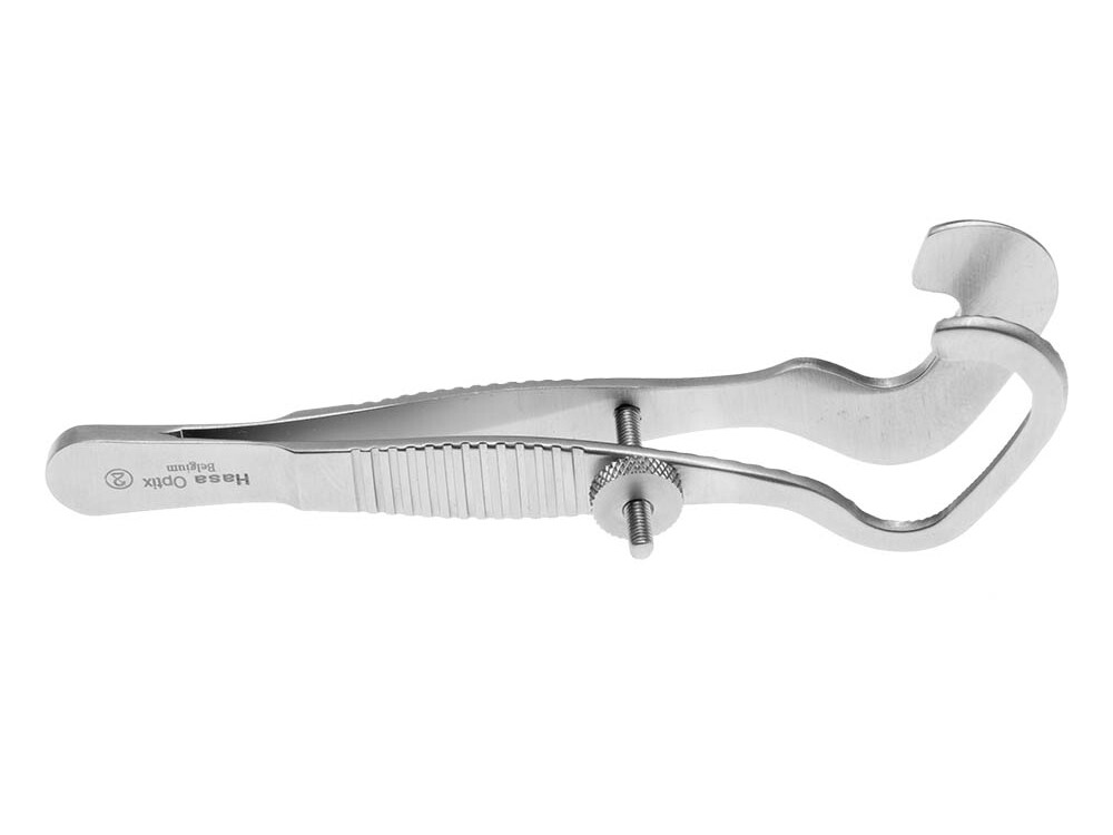 Entroplum Forceps Serrated Handle With Locking Thumb Screw, Right Plate, 90mm
